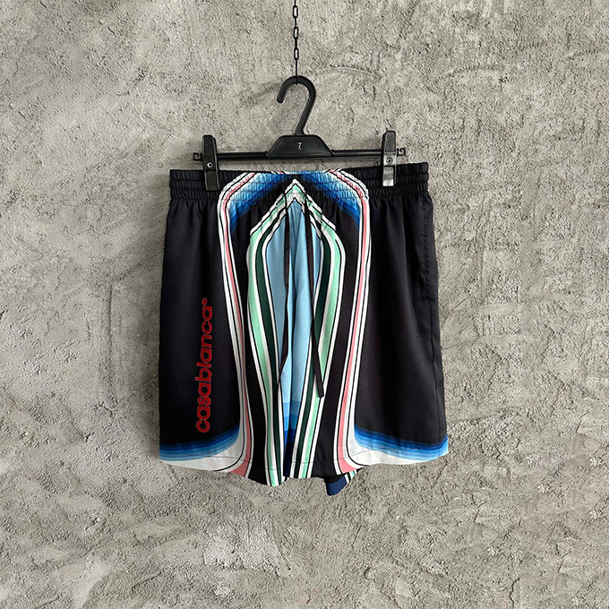 casablanca mountain stripe print silk shorts